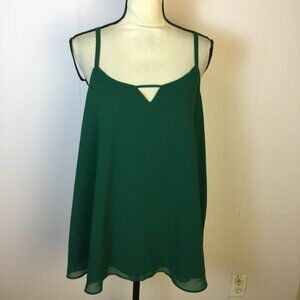 Torrid Swing Cami Tank Top Size 1X Womans Plus Green Chiffon Keyhole Lined